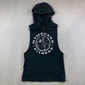 Gymshark Men Sweater Small Black Hoodie Sleeveless DropArm Pullover Bodybuilding